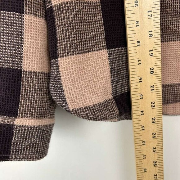 Madewell Women's Medium Waffle Half-Zip Popover Pink Plaid Long Sleeve Shirt - Picture 7 of 16